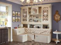 Кухонный буфет с диваном угловым Благо 7 Б 7.1-1 ЛУ Карамель/Беж