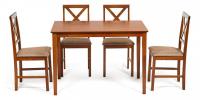 Обеденный комплект эконом Хадсон (стол + 4 стула)/ Hudson Dining Set дерево гевея/мдф, стол: 110х70х75см / стул: 44х42х89см, Espresso, ткань Обеденный комплект эконом Хадсон (стол + 4 стула)/ Hudson Dining Set дерево гевея/мдф, стол: 110х70х75см / стул: 44х42х89см, Espresso, ткань