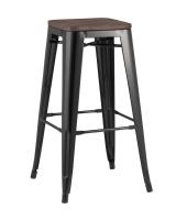 Стул барный TOLIX WOOD черный глянцевый. Фото №1