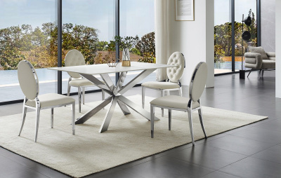 Стол T088 (160) камень белый матовый Calacata фото Стол T088 (160) камень белый матовый Calacata. Фото №4