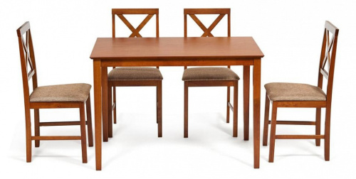 Обеденный комплект эконом Хадсон (стол + 4 стула)/ Hudson Dining Set дерево гевея/мдф, стол: 110х70х75см / стул: 44х42х89см, Espresso, ткань. Фото №1