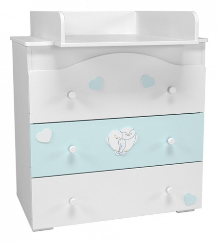 КомодЛилу Птички НМ 041.02 + НМ 041.02-01 Надстройка для пеленания, Белый/Голубой (эмаль), Белый Скандинавский фото КомодЛилу Птички НМ 041.02 + НМ 041.02-01 Надстройка для пеленания, Белый/Голубой (эмаль), Белый Скандинавский. Фото №1