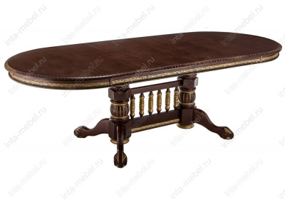 Стол деревянный Кантри орех с золотой патиной. Фото