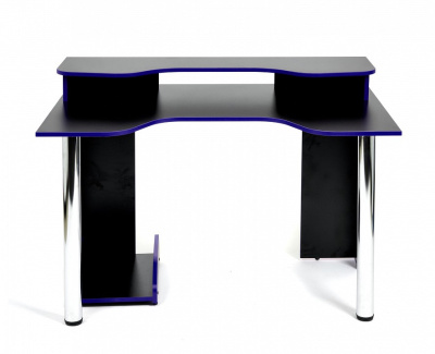 Стол компьютерный Strike-1 (120) NEO  black/blue, черный/синяя кромка фото Стол компьютерный Strike-1 (120) NEO  black/blue, черный/синяя кромка. Фото №2