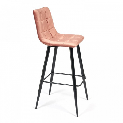 Стул барный CHILLY (mod.7095) ткань/металл, 50х44х104 см, высота до сиденья 76 см, коралловый barkhat 15 /черный (поставляется по 2 шт). Фото