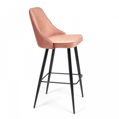 Стул барный KISH (mod. 714) ткань/металл, 50х57х110 см, высота до сиденья 78 см, коралловый barkhat 15 /черный (поставляется по 2 шт). Фото №2