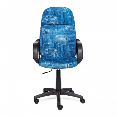 Компьютерное кресло LEADER ткань, принт Карта на синем. Фото