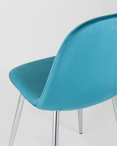 Стул Валенсия велюр темно-бирюзовый хромированные ножки. Фото №8