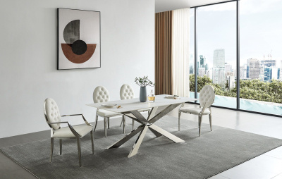 Стол T088 (180) камень белый матовый Calacata фото Стол T088 (180) камень белый матовый Calacata. Фото №4