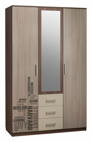 Колледж Шкаф 3-створчатый Ясень шимо т. /Крем. Фото №1