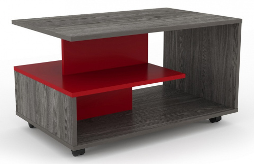 Стол журнальный Bora-Bora НМ 011.41 Ярко-красный/Ясень Анкор темный (KR). Фото №1
