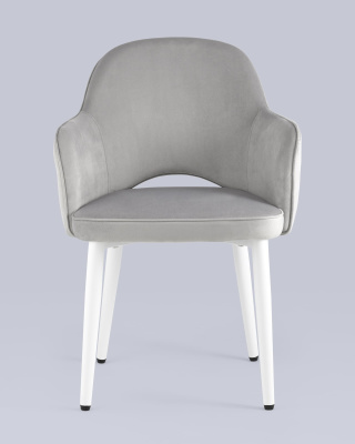 Стул Венера велюр серый ножки белые. Фото №5