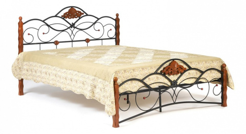 Кровать CANZONA Wood slat base дерево гевея/металл, 140*200 см (Double bed), красный дуб/черный фото Кровать CANZONA Wood slat base дерево гевея/металл, 140*200 см (Double bed), красный дуб/черный. Фото №1