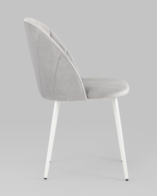 Стул Логан велюр светло-серый белые ножки. Фото