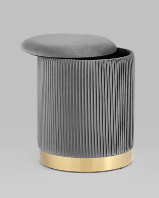 Пуф Шарлотта с ящиком велюр серый. Фото №4