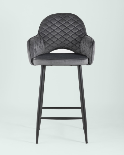 Стул полубарный Венера диамант велюр серый. Фото №5