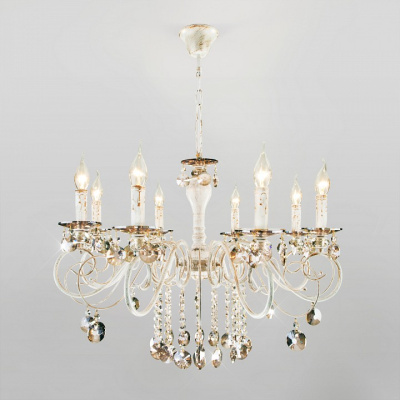 Подвесная люстра Eurosvet Ravenna 10104/8 белый с золотом/тонированный хрусталь Strotskis фото Подвесная люстра Eurosvet Ravenna 10104/8 белый с золотом/тонированный хрусталь Strotskis. Фото №2