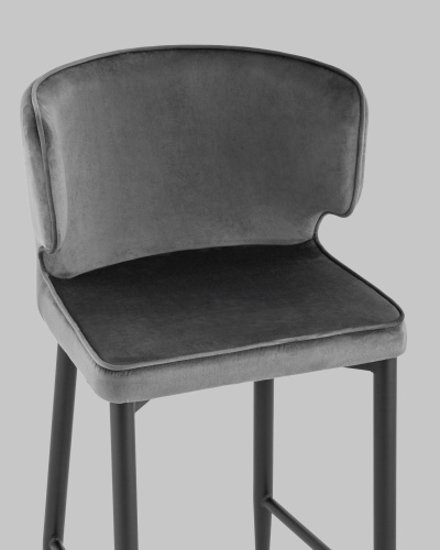 Стул полубарный Матео велюр серый. Фото №9
