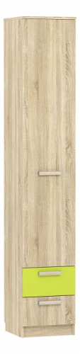Акварель НМ 013.01-02 М1 Шкаф для белья с ящиками Лайм/Дуб сонома, Дуб Сонома. Фото №1