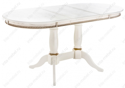 Стол деревянный Кантри 120 молочный с золотой патиной фото Стол деревянный Кантри 120 молочный с золотой патиной. Фото №2