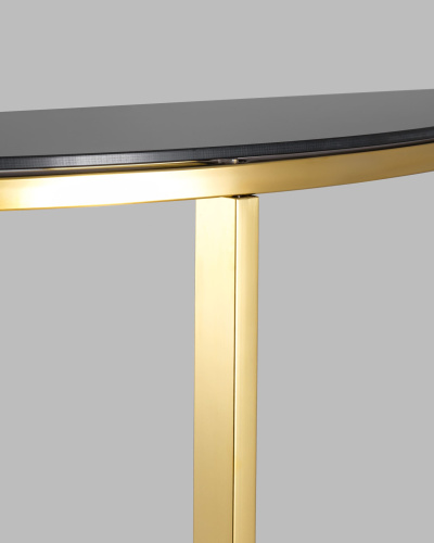 Консоль полукруглая АЛЬБА 115*30 золото стекло черное. Фото №6