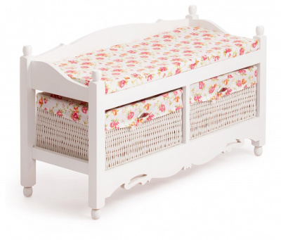 Обувница с 2-я корзинами Secret De Maison RIMI ( mod.TT-BH003 ) МДФ+Павловния, 80*33*47, Белый (White). Фото №2