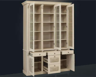 Шкаф для книг 3-х ств.  с зеркалом и стеклянными полками Б5.15-7 фото Шкаф для книг 3-х ств.  с зеркалом и стеклянными полками Б5.15-7. Фото №2