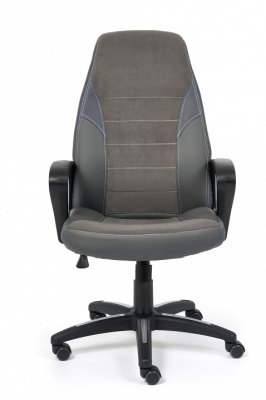 Кресло INTER кож/зам/флок/ткань, серый/металлик, C-36/29/TW-12. Фото