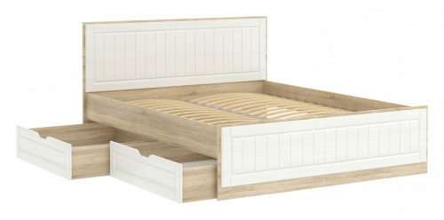 Кровать Оливия НМ 040.34 (1600) + Ящик НМ 040.39, Белое дерево, Дуб Сонома. Фото №2