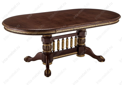 Стол деревянный Кантри орех с золотой патиной. Фото