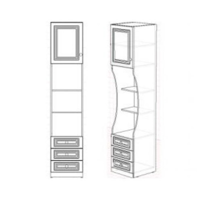 Стеллаж с 3-мя выдвижными ящикамии дверкой АЙС. Фото №2