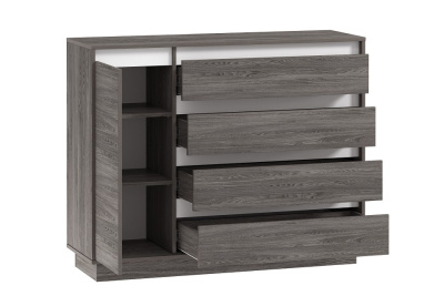 Комод Virginia НМ 011.01, Белый Скандинавский/Ясень Анкор темный. Фото